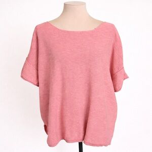 Dex Dusty Rose Cotton Knit Oversized Top M Short Sleeve Slouchy Boxy